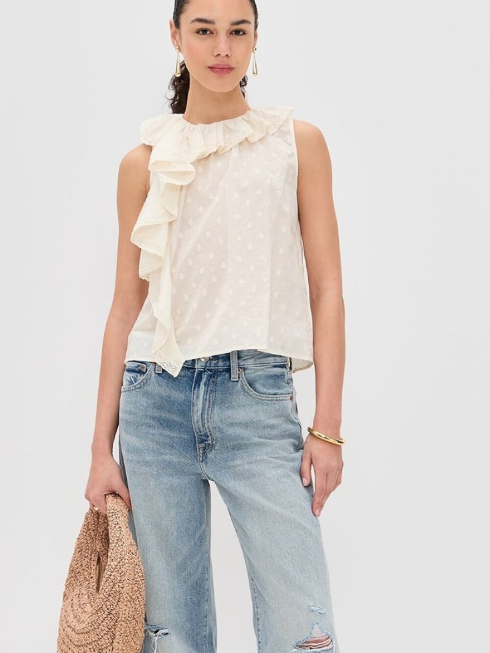Ulla Johnson Thalia Top in Pristine / White / Cream Size 8 NWT $320